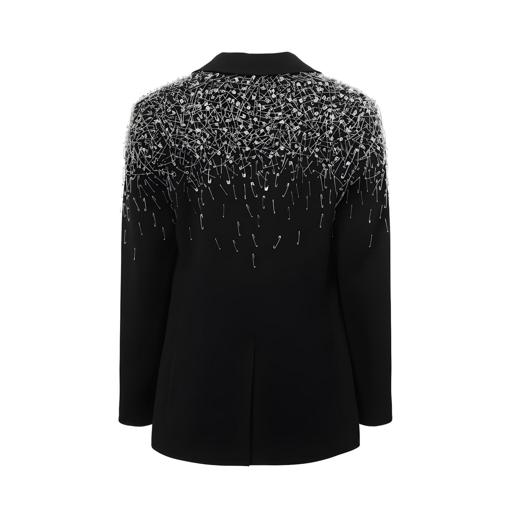 Black Oversized Blazer With Pins