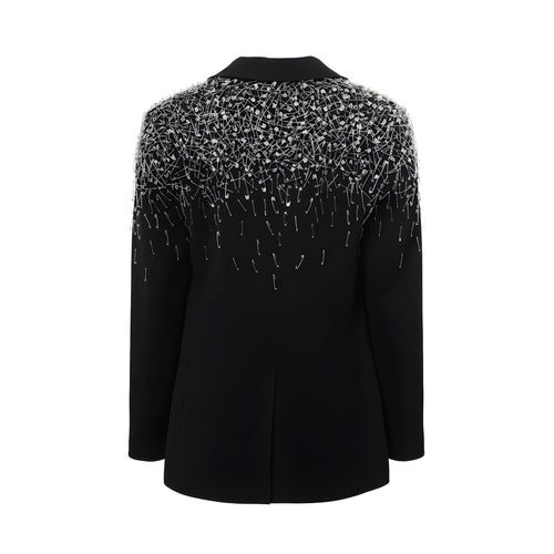 Black Oversized Blazer With Pins