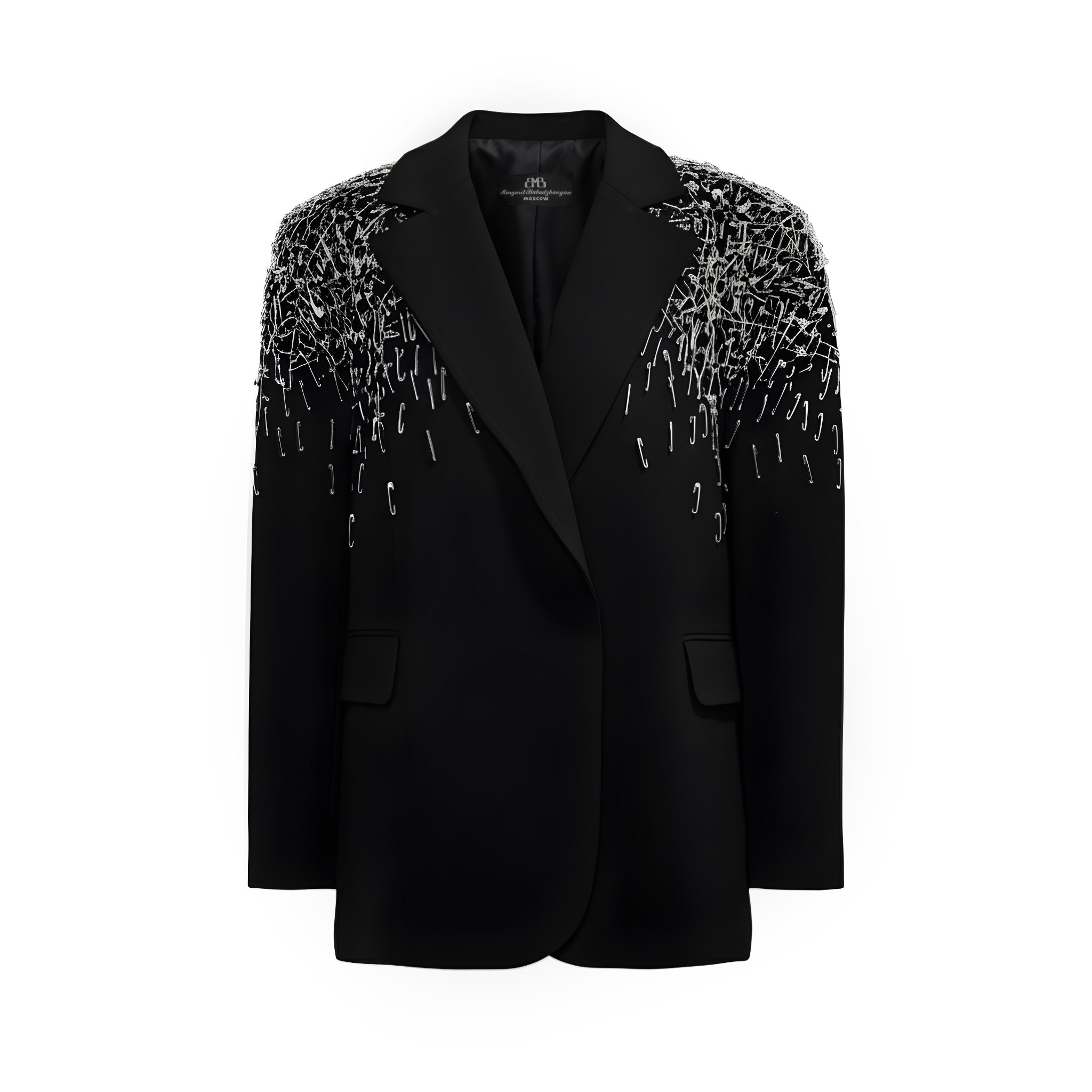 Black Oversized Blazer With Pins
