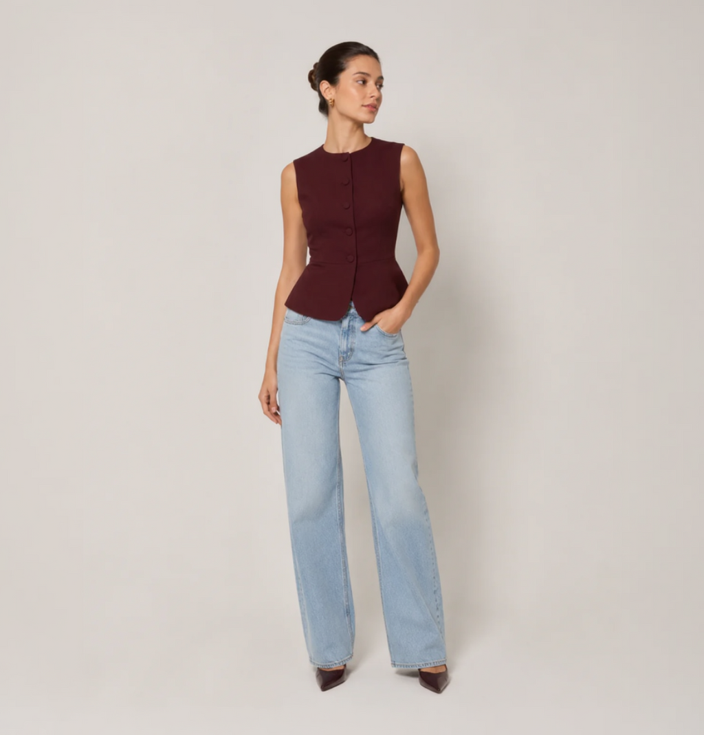 Peplum Button-Up Vest