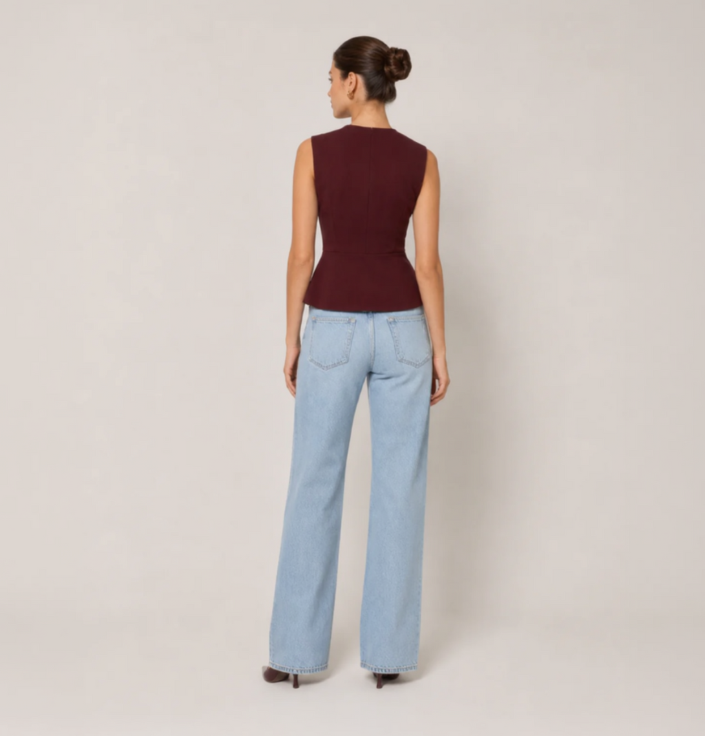 Peplum Button-Up Vest