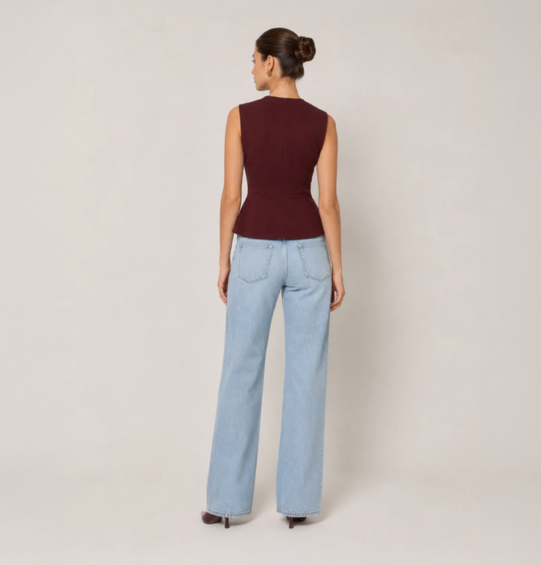 Peplum Button-Up Vest