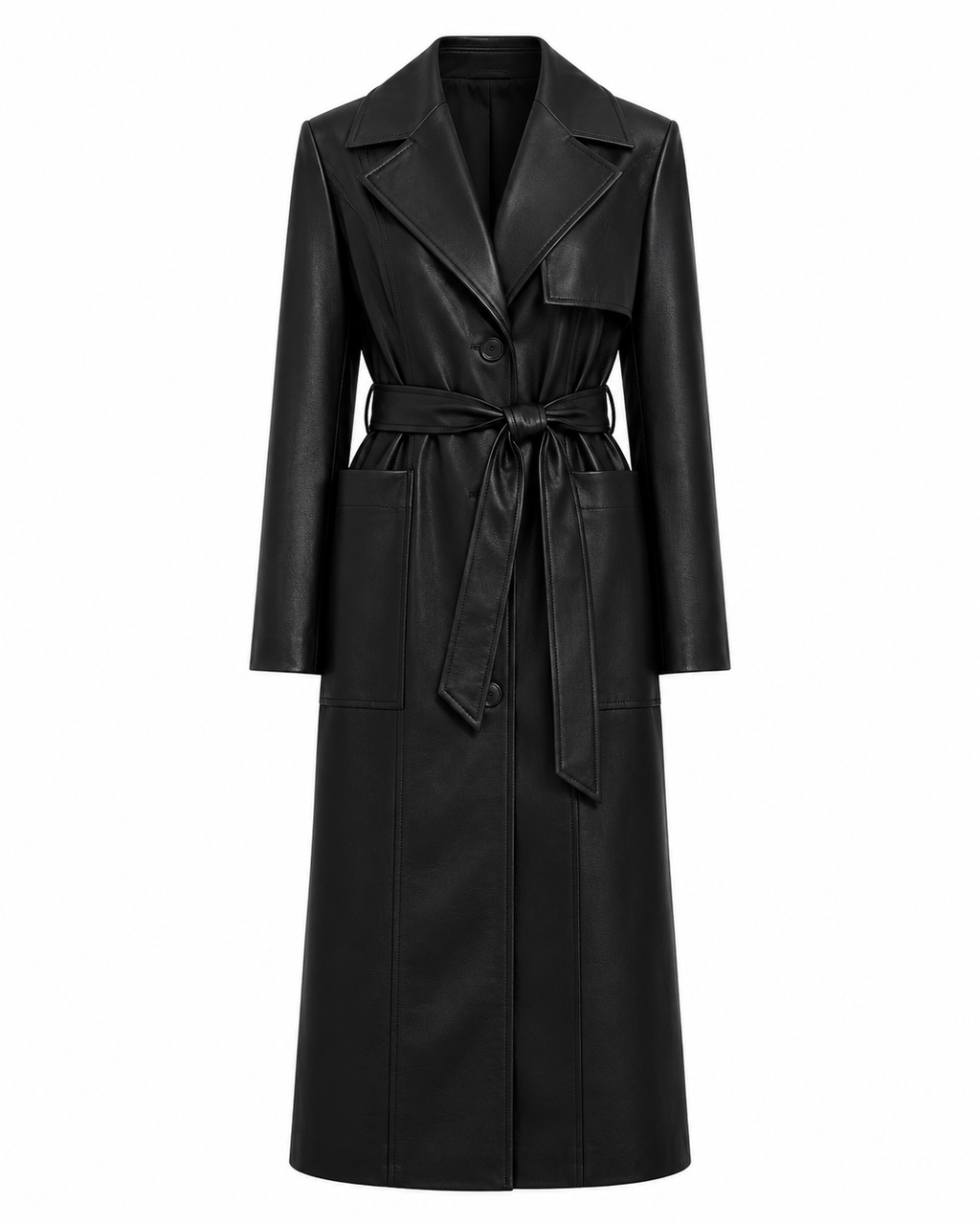 Faux Leather Trench Coat