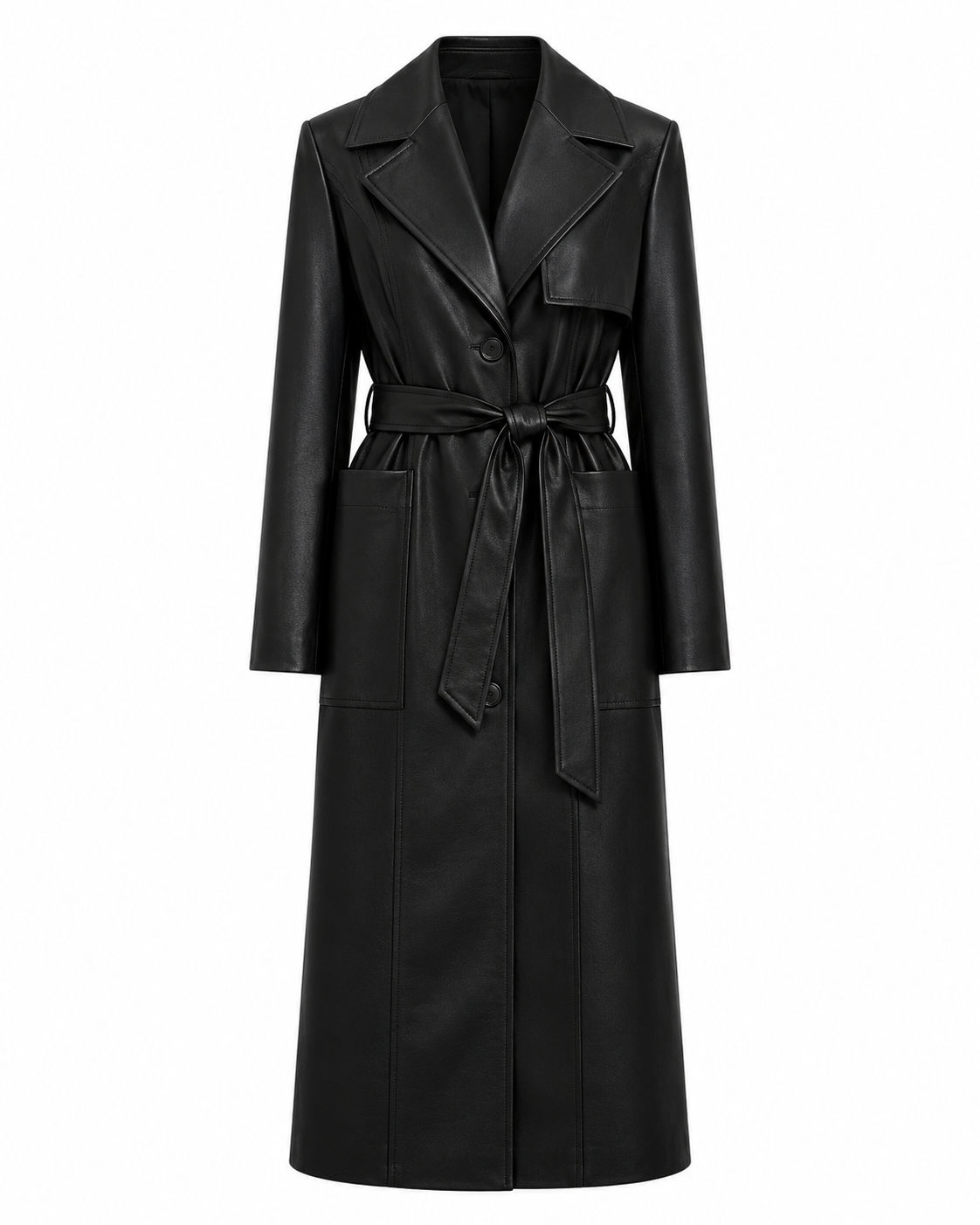 Faux Leather Trench Coat