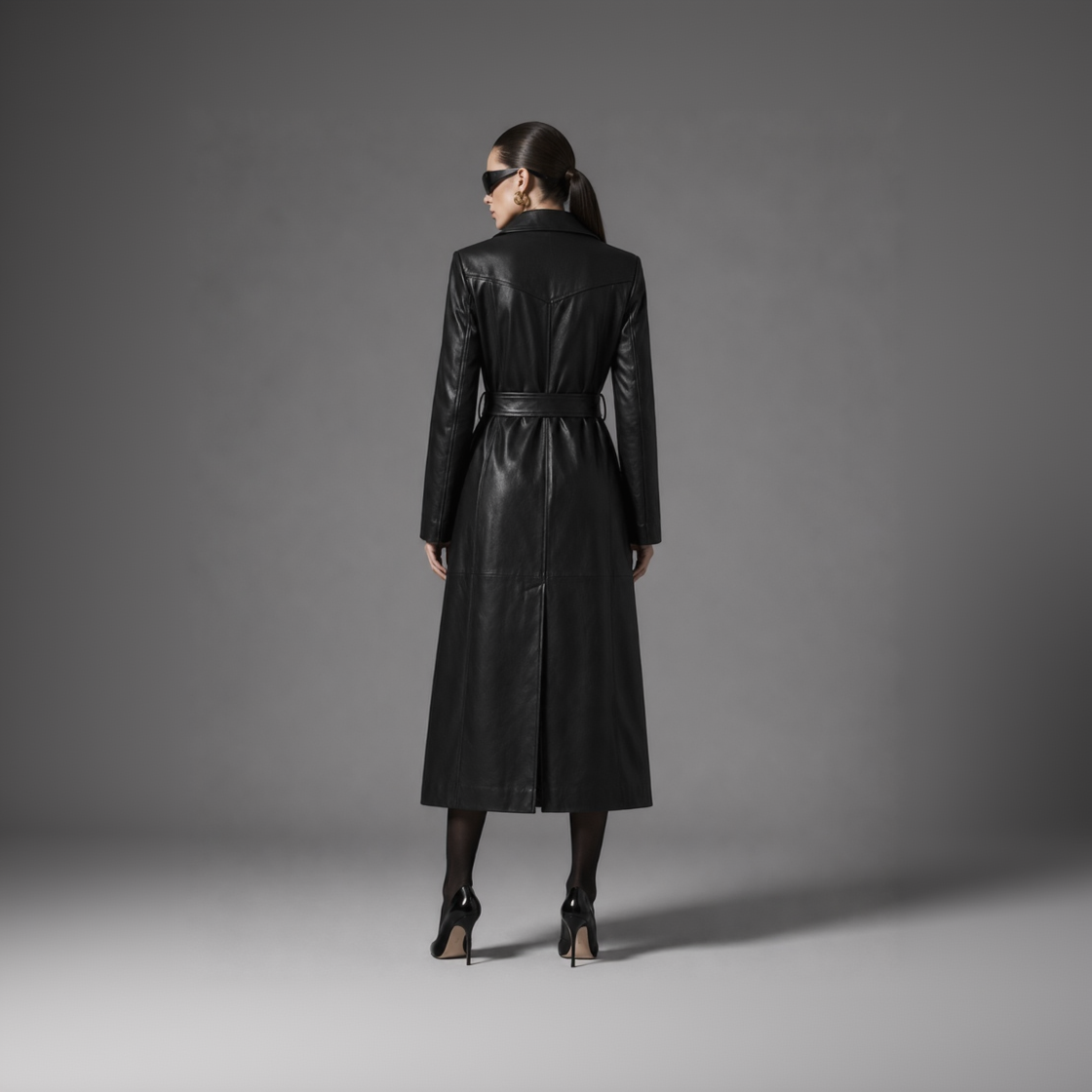 Faux Leather Trench Coat
