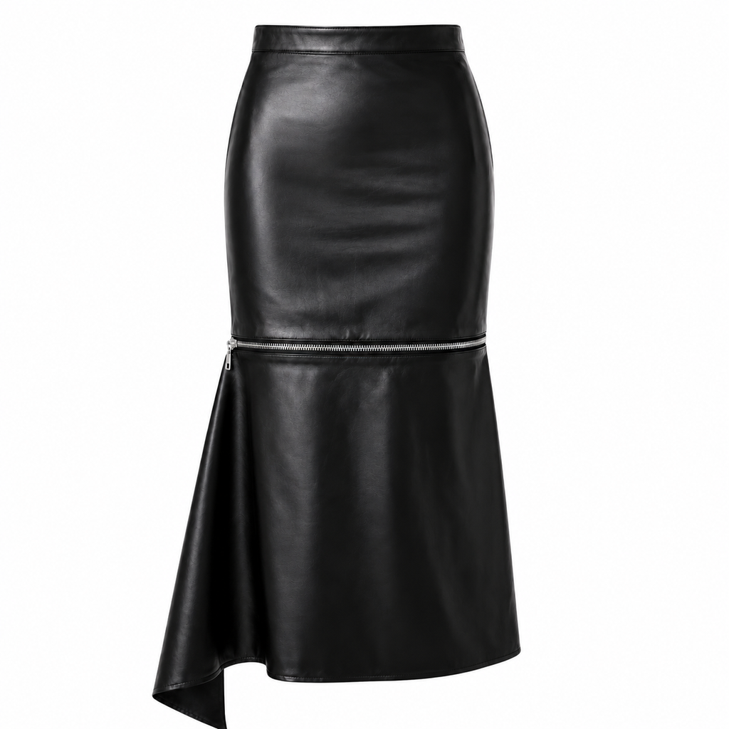Faux Leather Midi-to-Mini Skirt