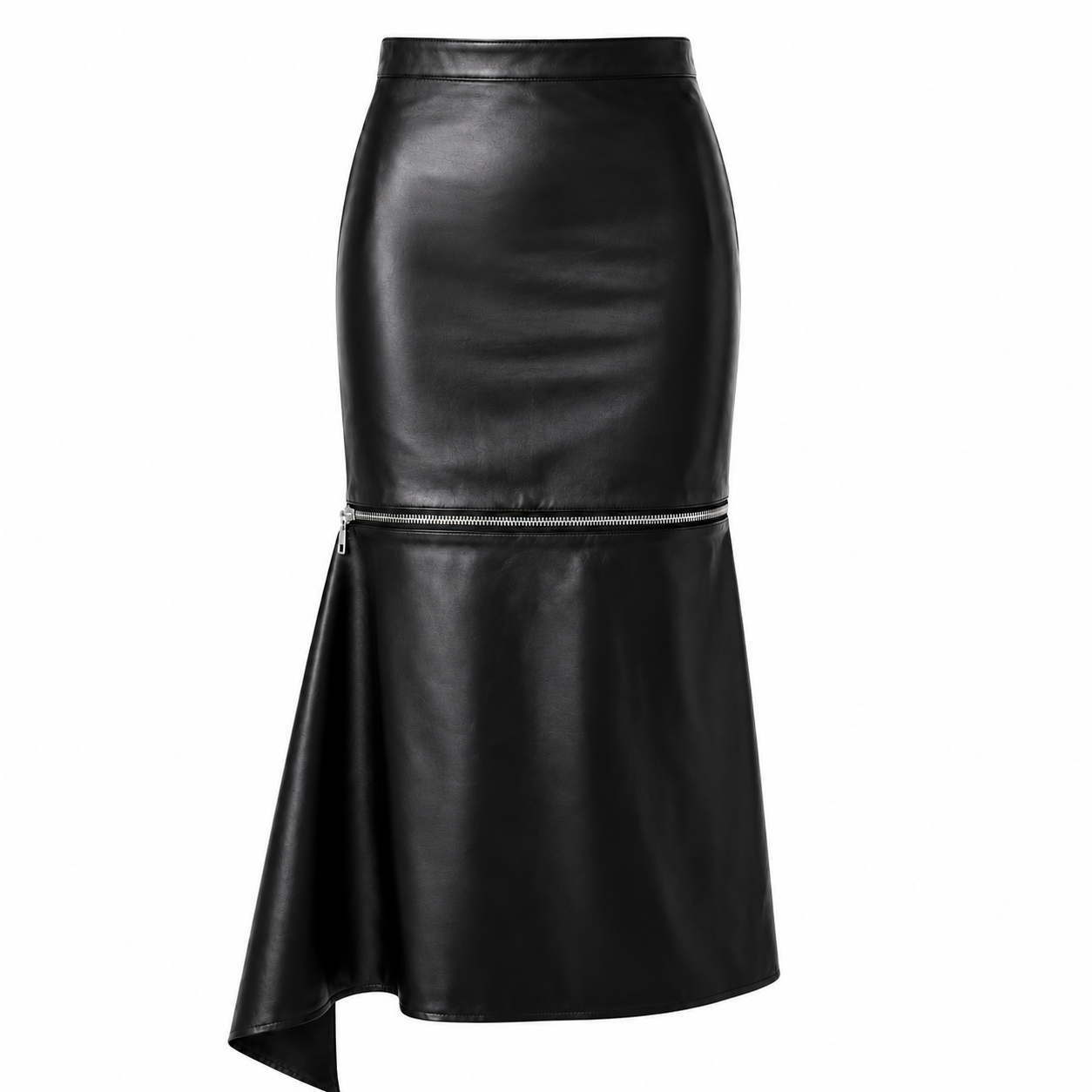 Faux Leather Midi-to-Mini Skirt