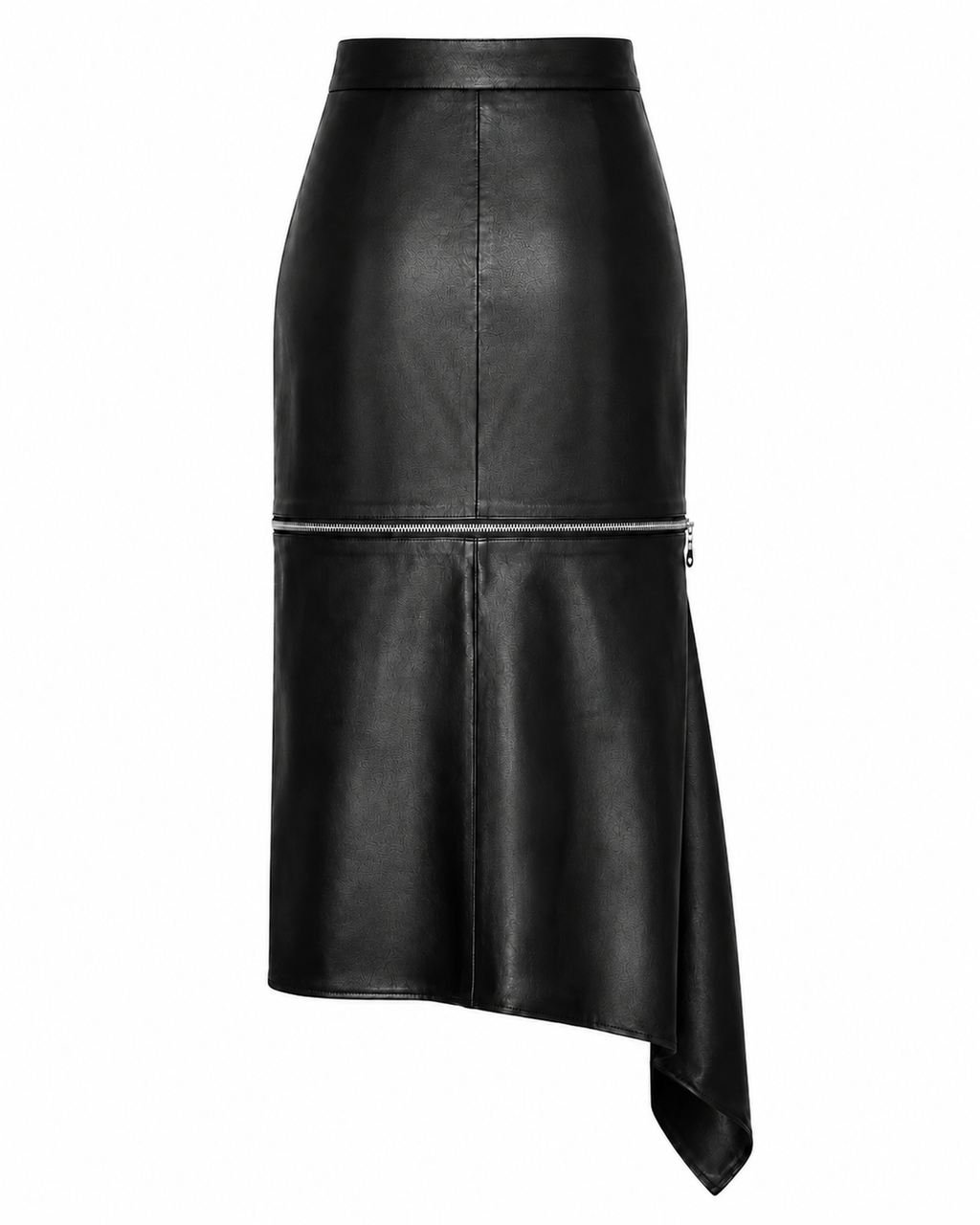Faux Leather Midi-to-Mini Skirt