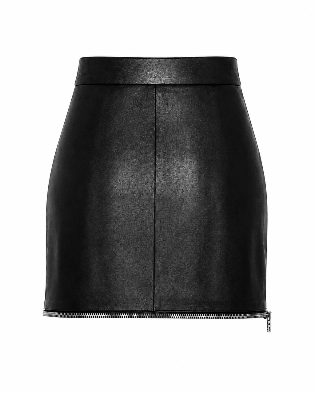 Faux Leather Midi-to-Mini Skirt