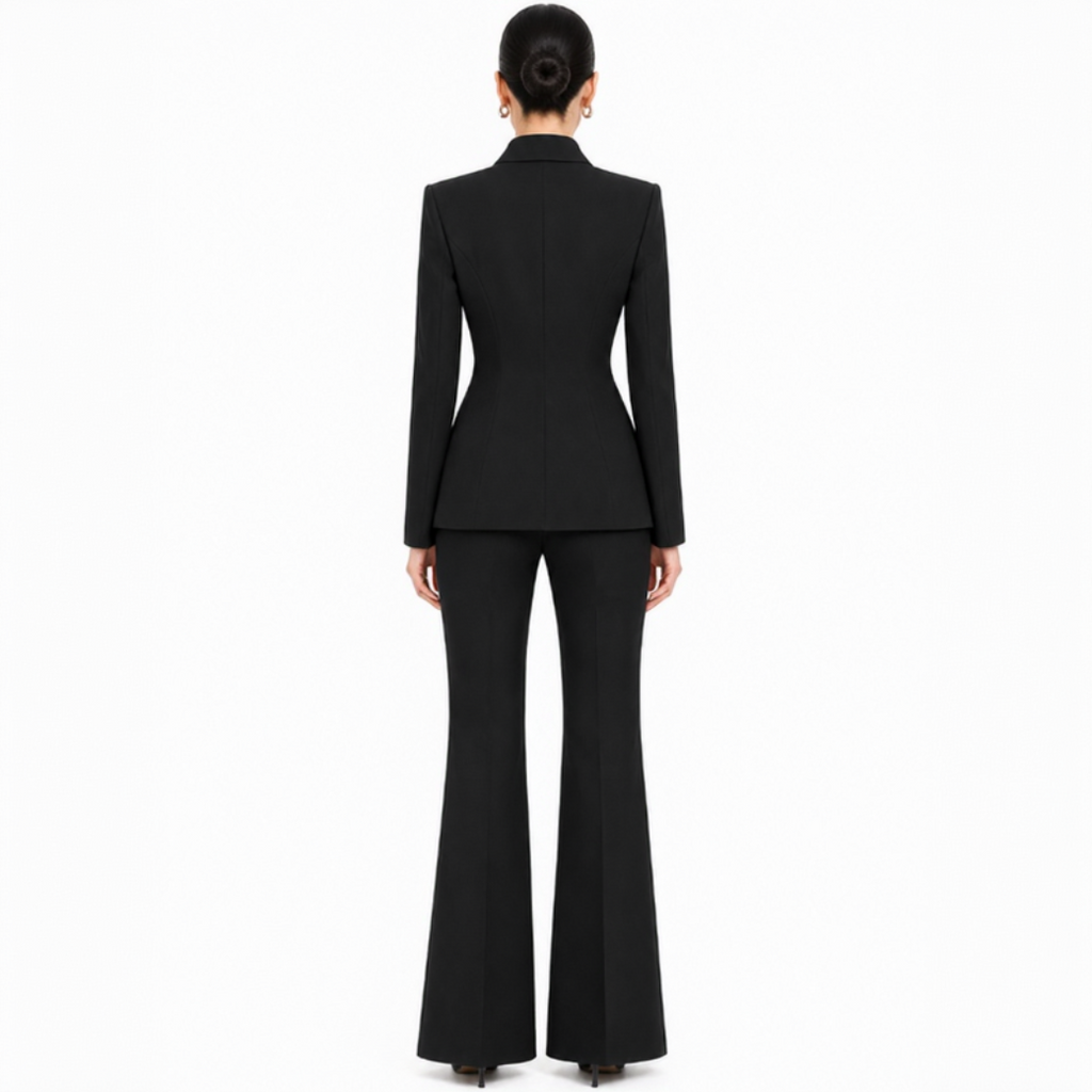 Black Shirt-Collar Tailored Blazer