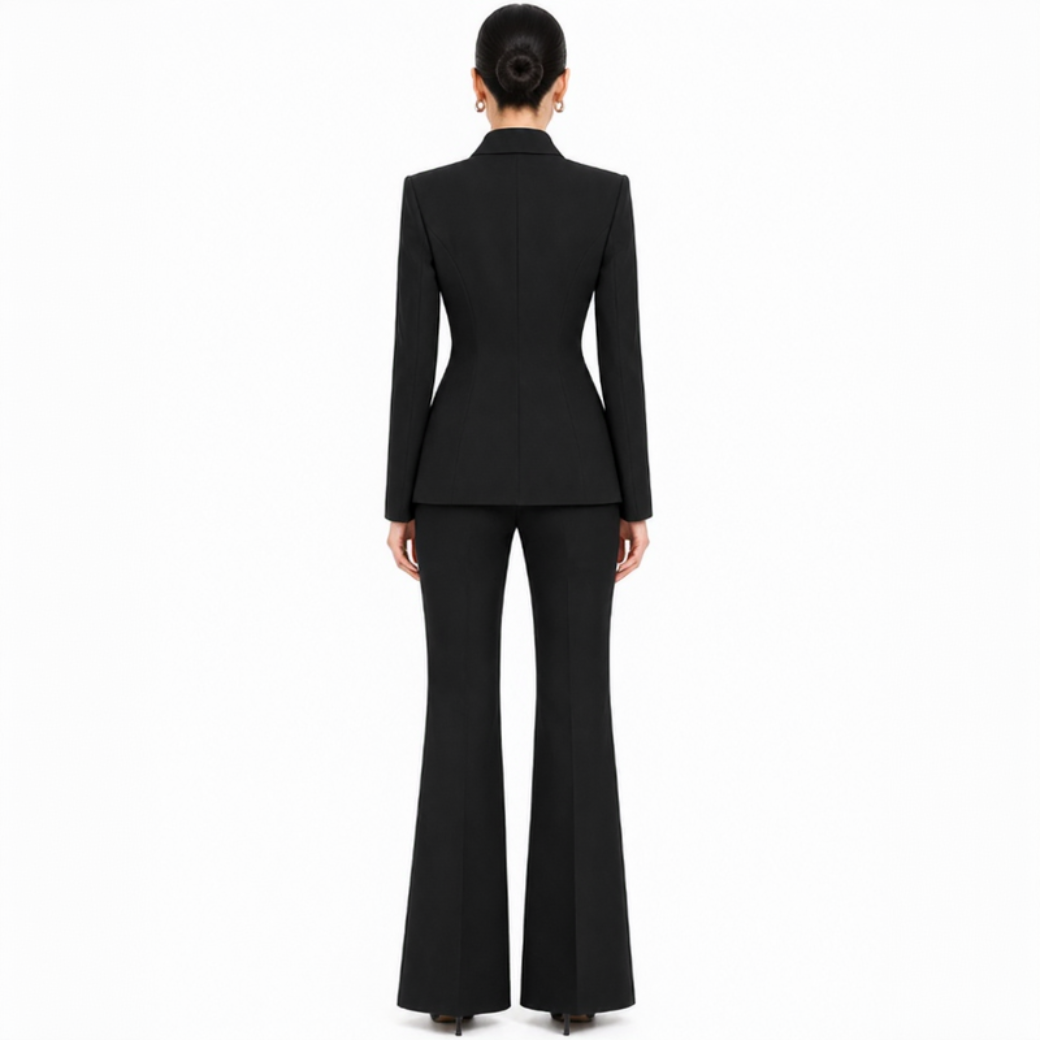 Black Shirt-Collar Tailored Blazer