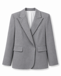 Grey Pinstripe Raw-Edge Blazer