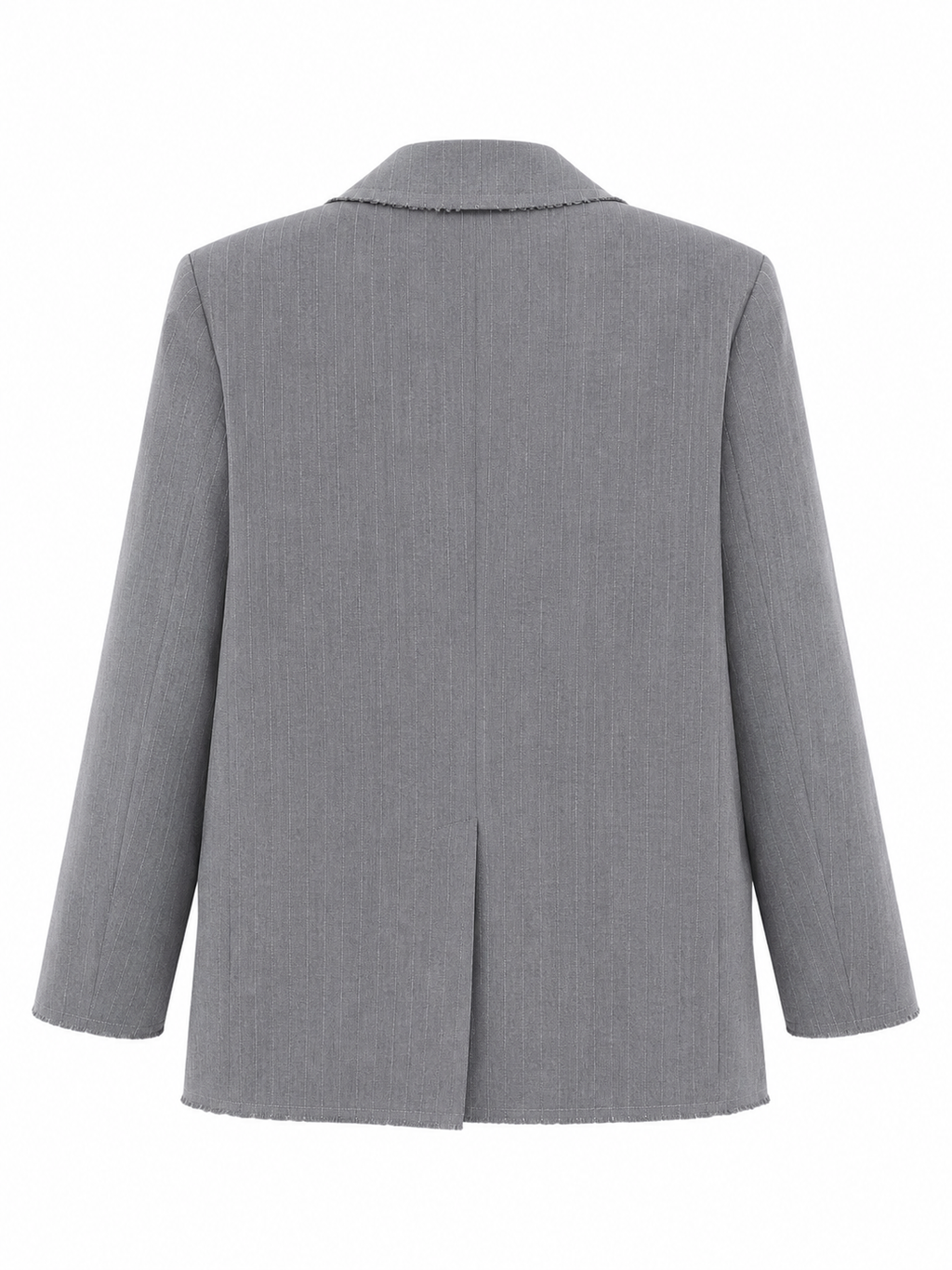Grey Pinstripe Raw-Edge Blazer