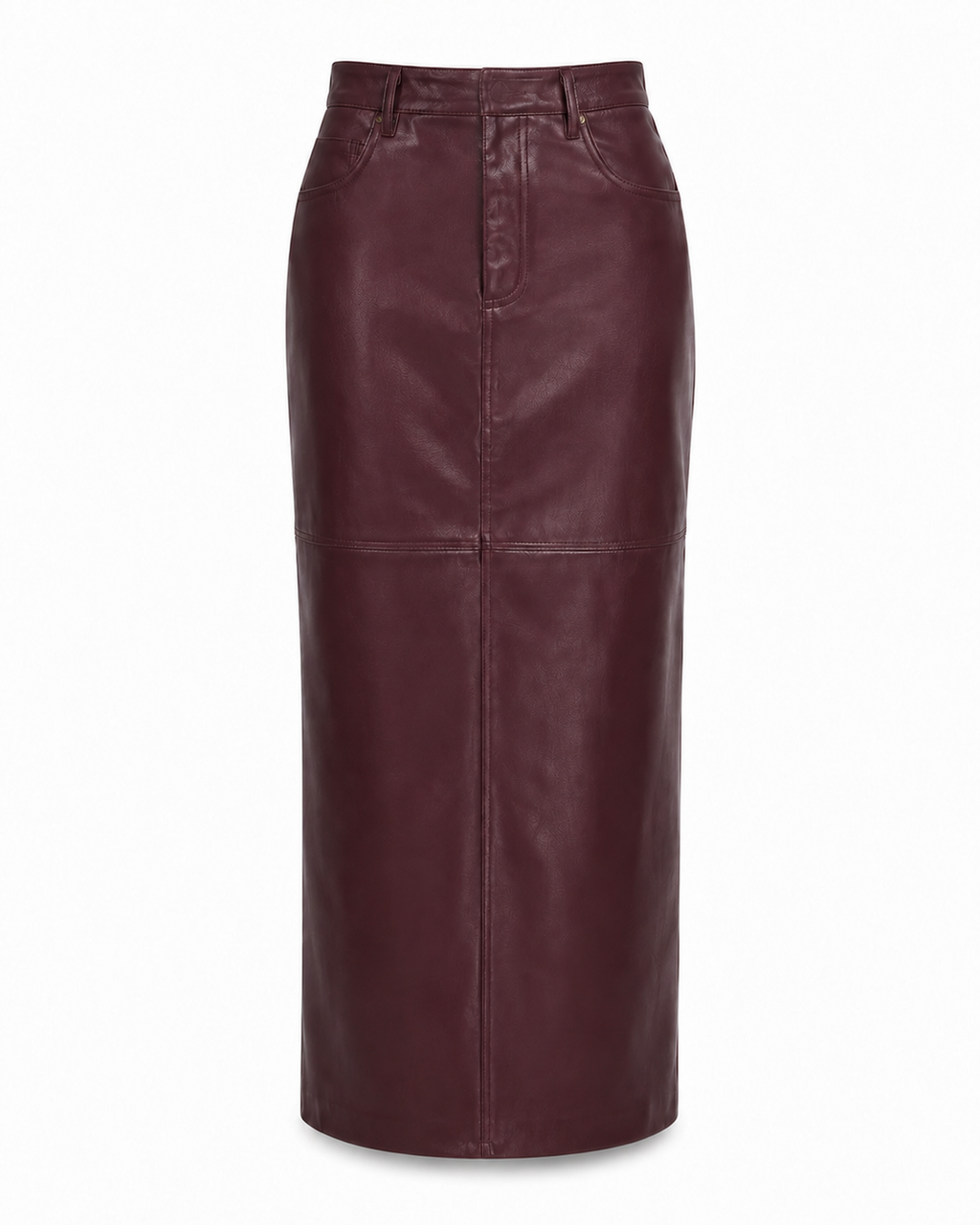 Burgundy Faux Leather Maxi Skirt