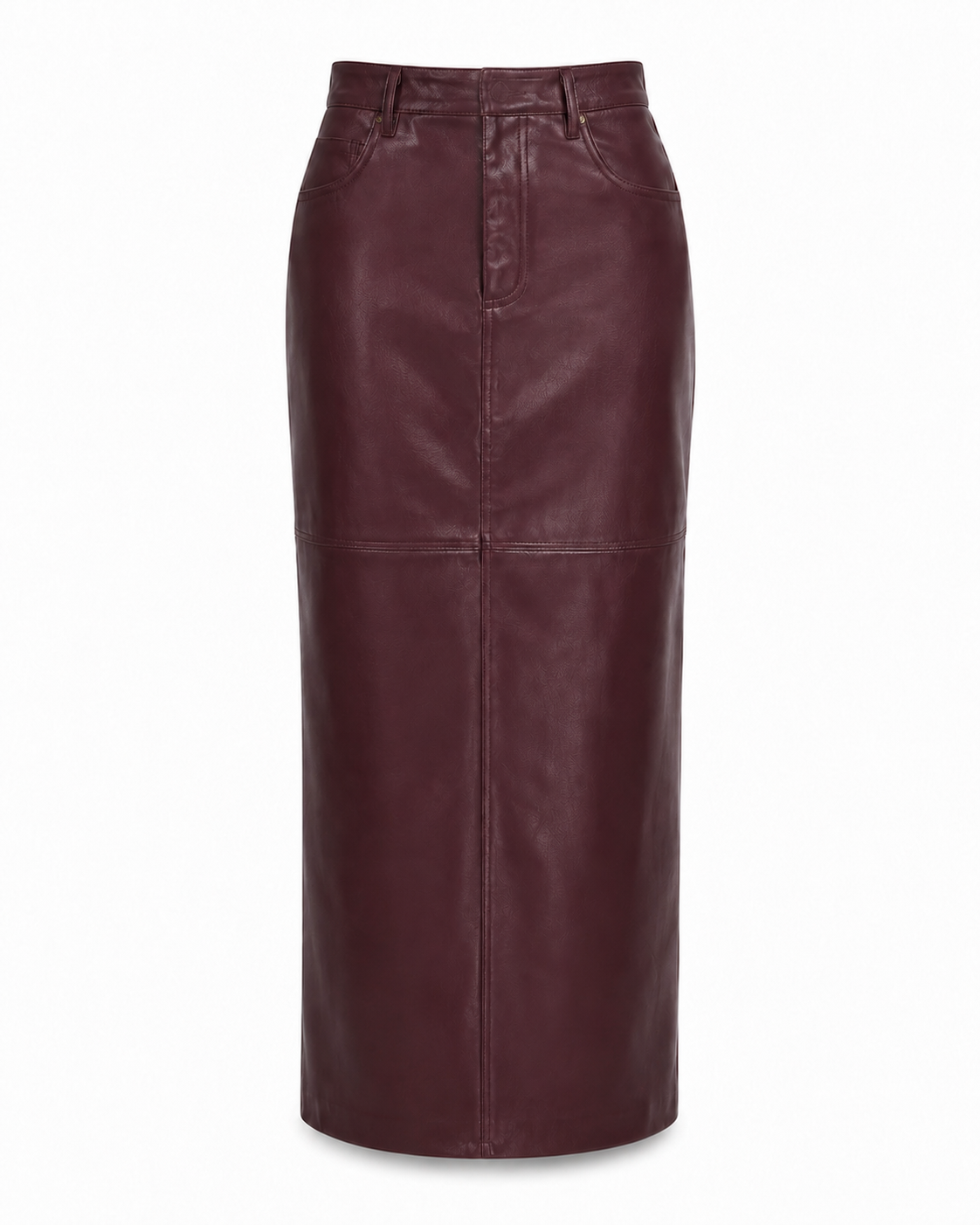 Burgundy Faux Leather Maxi Skirt