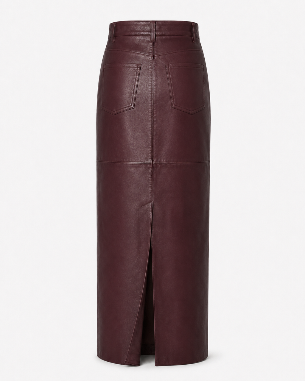 Burgundy Faux Leather Maxi Skirt
