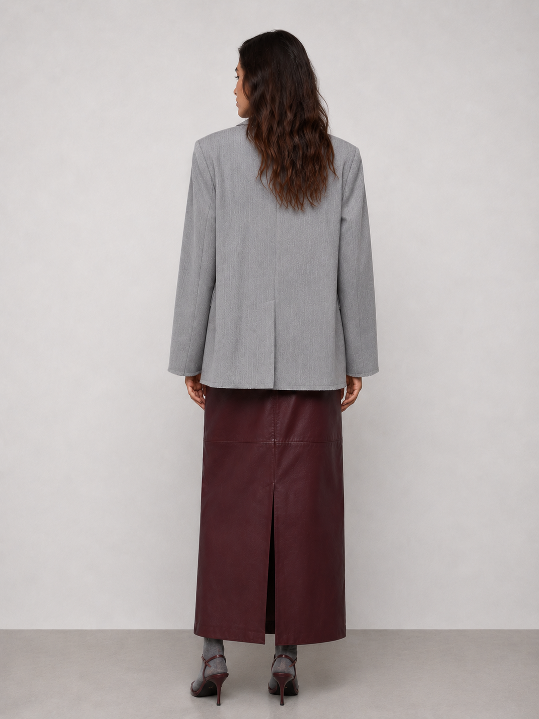 Grey Pinstripe Raw-Edge Blazer