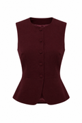 Peplum Button-Up Vest