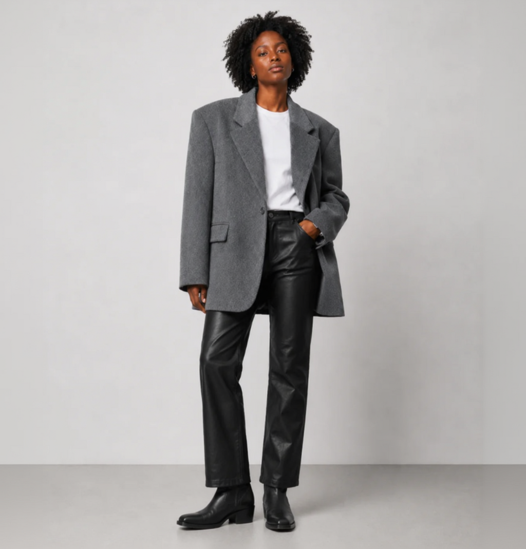 Wool-Blend Oversized Blazer Coat