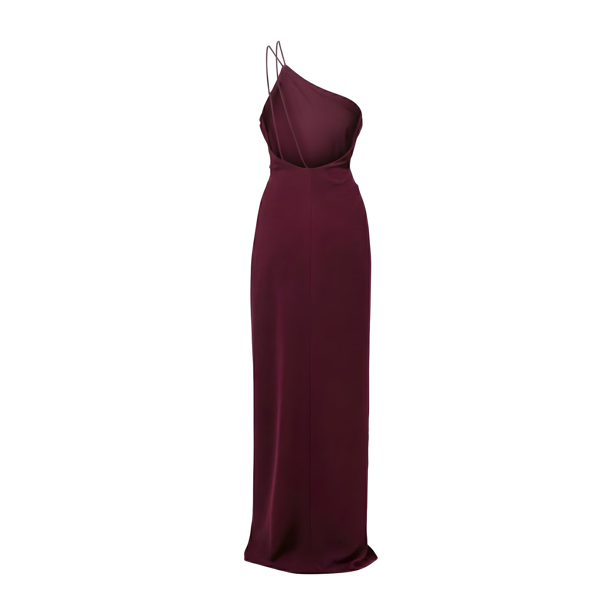 Burgundy Dress Featuring Asymmetrical Pleats