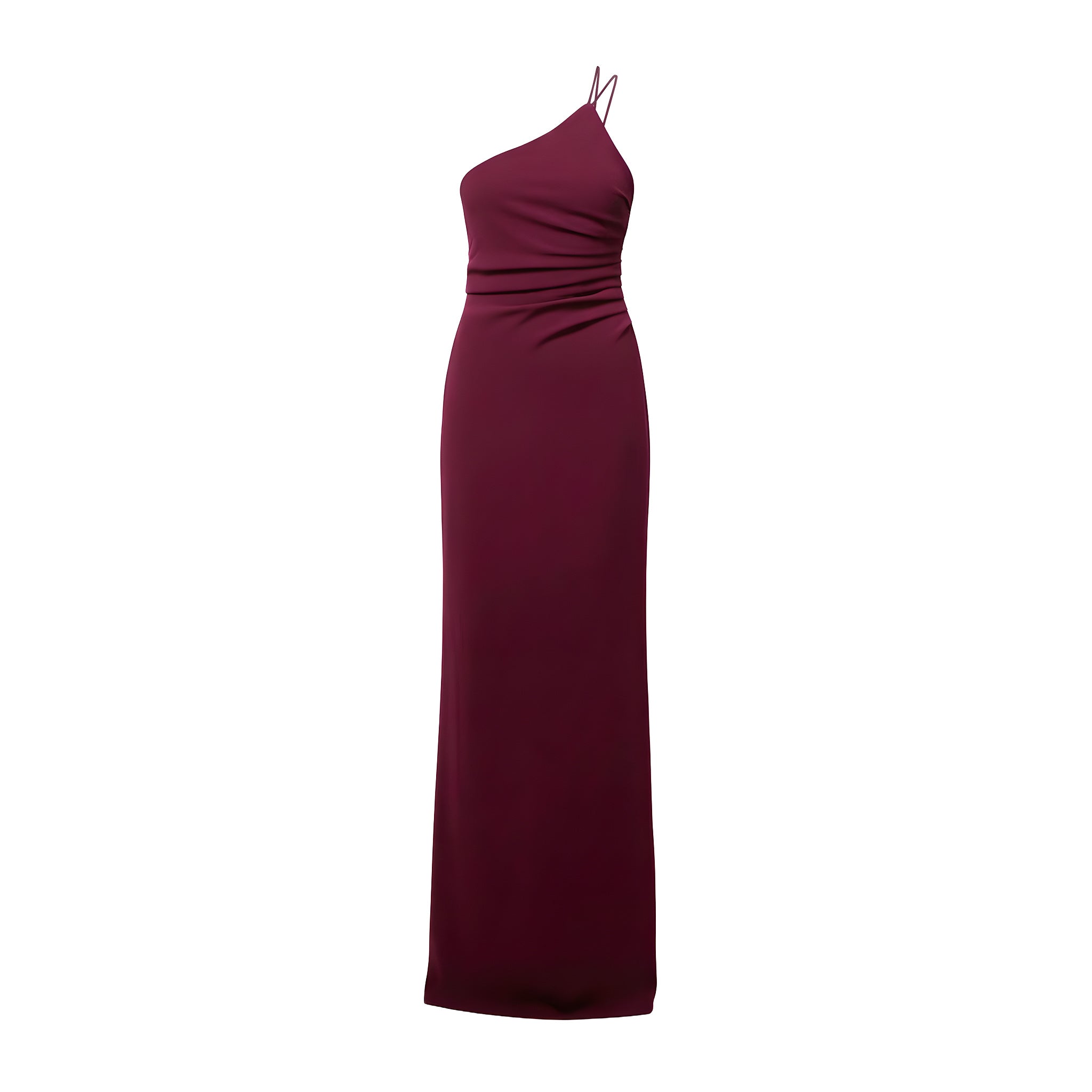 Burgundy Dress Featuring Asymmetrical Pleats