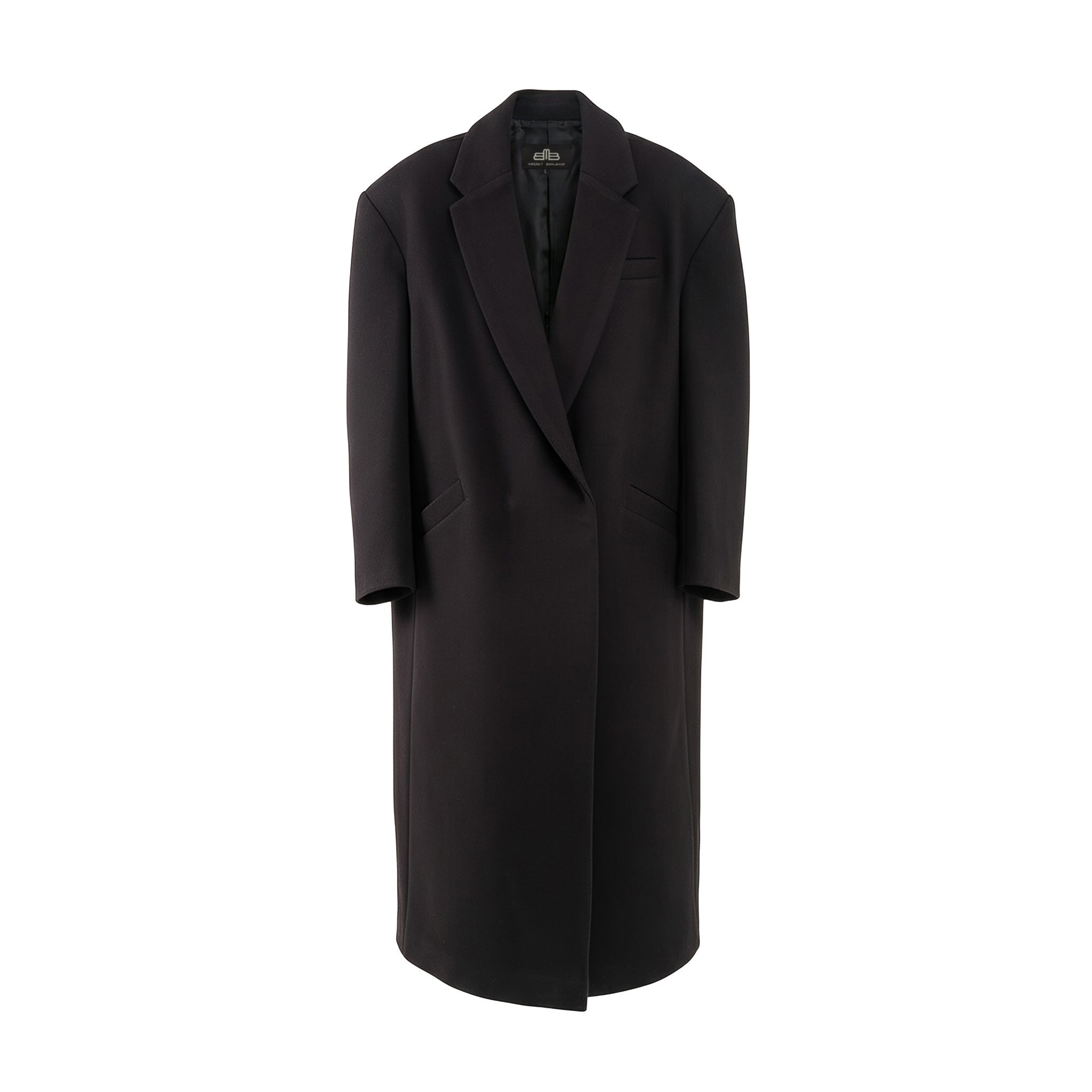 Black Wool Blend Oversized Coat